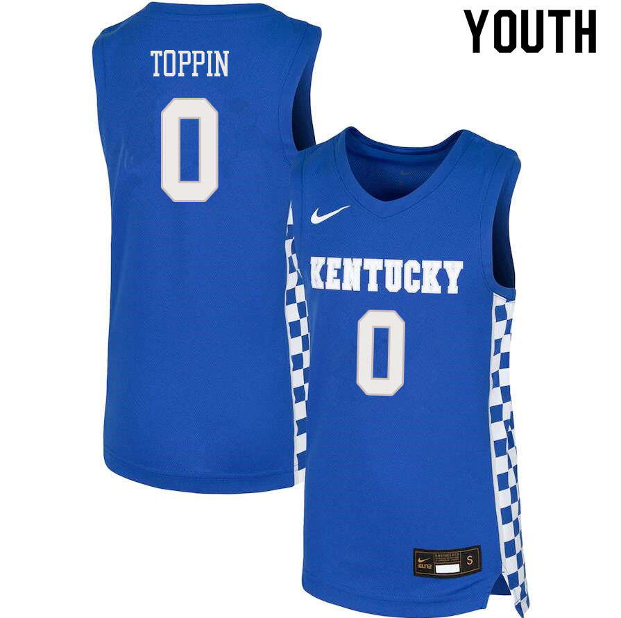 Youth #0 Jacob Toppin Kentucky Wildcats College Basketball Jerseys Sale-Blue - Click Image to Close